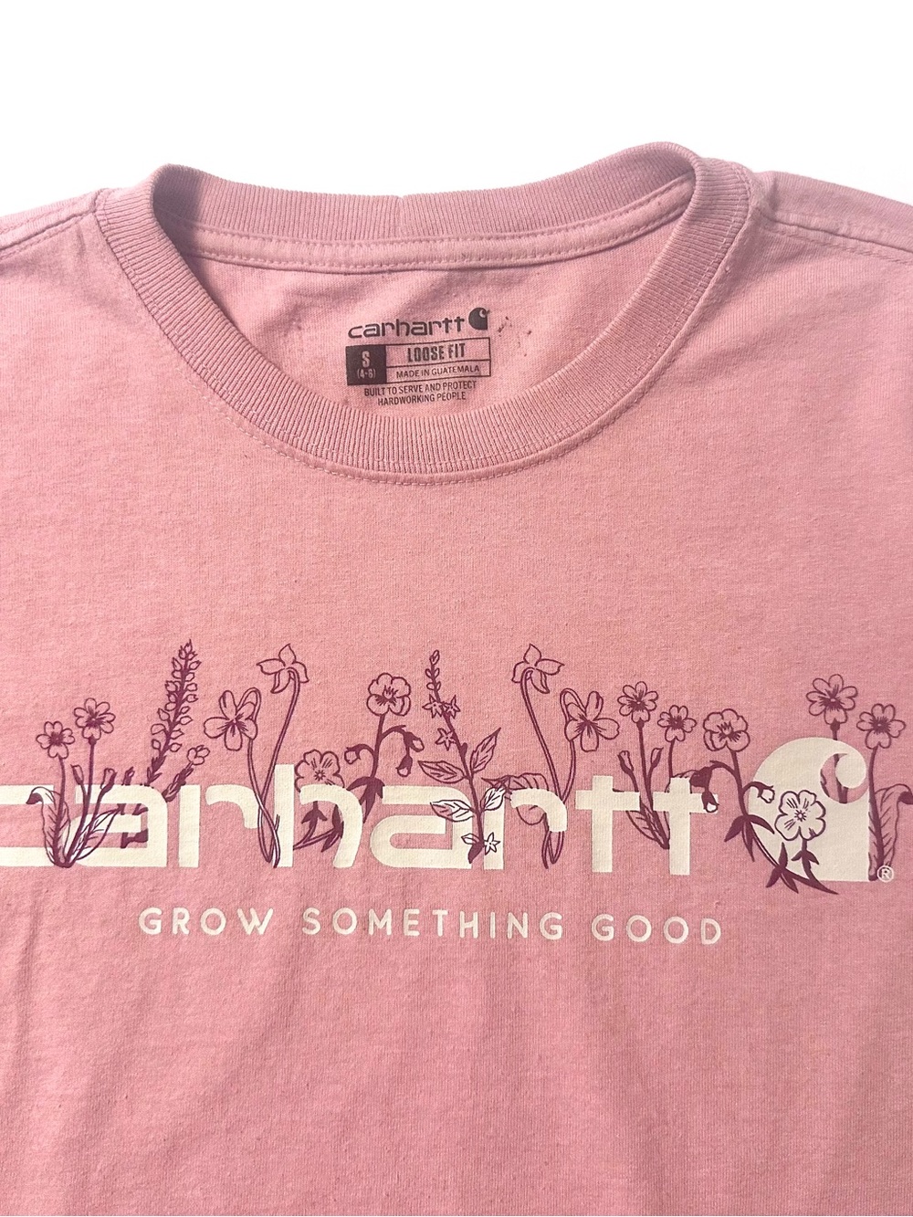 Carhartt Womens Loose Fit Heavyweight Floral Logo T-shirt pink size small - Picture 3 of 8